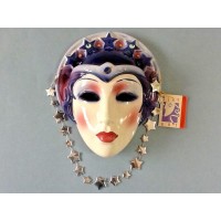 Clay Art Ceramic Mask, Art Deco Face, Wall Hanging, Celestial (missing 1 bauble)   202376766279